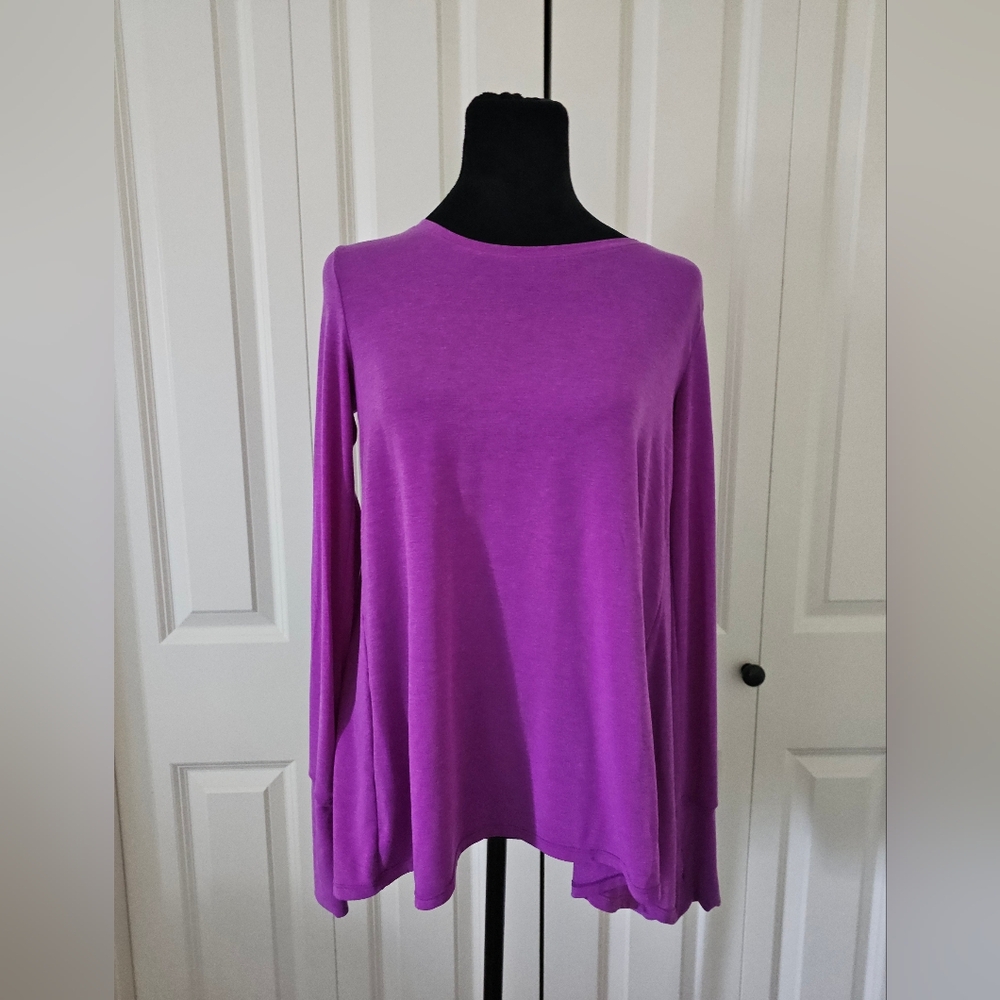 GAP FIT Womens Purple Long Sleeve Tee Shirt With Open Back SZ XS